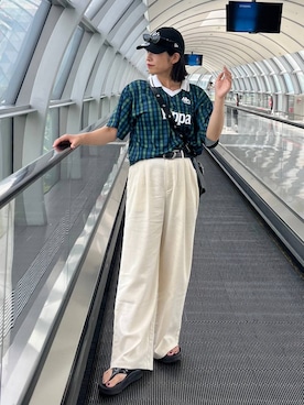 「バッグ」｜「アイテム（帽子）」を使った、エムアイさん（レディース・162cm）の夏コーディネート