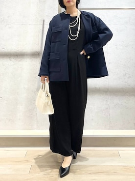 「LEPSIM（レプシィム）の【入卒式／セレモニー】ツィードオーバージャケット　599894（ノーカラージャケット）」を使った、エムアイさん（レディース・162cm）の冬コーディネート