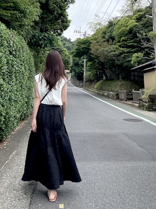uni's room■シャーリングボリュームスカート SK-AW23-07BK ラグジュアリー大人リゾートボリュームスカート｜JENNE(ジェンヌ