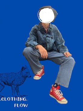 「デニム オン デニム」｜「アイテム（シューズ）」を使った、used.clothing.Flowさん（メンズ・181cm）の秋コーディネート