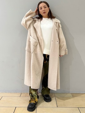 「ロング丈」｜「アイテム（その他アウター）」を使った、五十嵐 あやさん（レディース・159cm）の冬コーディネート
