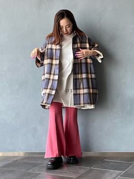 「Lui's（ルイス）のラッパフレアPT（その他パンツ、ピンク系）」を使った、五十嵐 あやさん（レディース・159cm）の春コーディネート