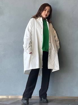 「Lui's（ルイス）のNEWワイドレッグパンツ（スラックス、ブラック系）」を使った、五十嵐 あやさん（レディース・159cm）の春コーディネート