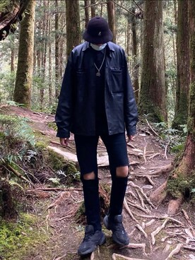 「KANGOL（カンゴール）のアイテム（帽子、ブラック系）」を使った、Zackさん（メンズ・183cm）の秋コーディネート