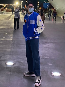 「ZARA（ザラ）のアイテム（スタジャン）」を使った、Zackさん（メンズ・183cm）の冬コーディネート