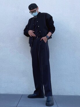 「KANGOL（カンゴール）のアイテム（帽子、ブラック系）」を使った、Zackさん（メンズ・183cm）の冬コーディネート