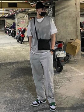「NIKE（ナイキ）のアイテム（シューズ、ホワイト系）」を使った、Zackさん（メンズ・183cm）の夏コーディネート