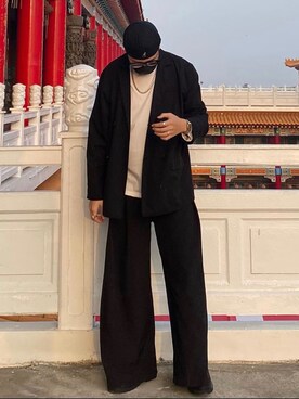 「Dr. Martens（ドクターマーチン）のアイテム（シューズ、ブラック系）」を使った、Zackさん（メンズ・183cm）の秋コーディネート