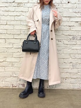「ブーツコーデ」｜「アイテム（トレンチコート）」を使った、risa☻さん（レディース・155cm）の冬コーディネート