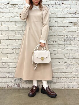 「レース衿」｜risa☻さん（レディース・155cm）の冬コーディネート