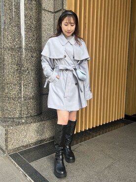 「ケープコート」｜「アイテム（トレンチコート）」を使った、risa☻さん（レディース・155cm）の冬コーディネート