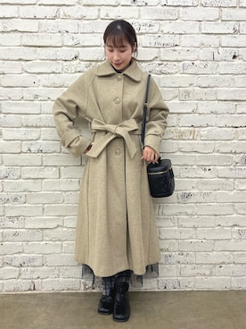 「ブーツコーデ」｜「アイテム（ステンカラーコート）」を使った、risa☻さん（レディース・155cm）の秋コーディネート