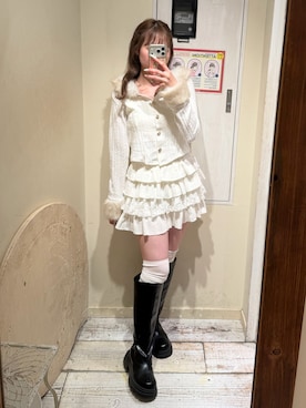「OLIVE des OLIVE（オリーブデオリーブ）のケーブルパーカー（パーカー、ホワイト系）」を使った、risa☻さん（レディース・155cm）の夏コーディネート