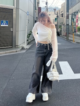「OLIVE des OLIVE（オリーブデオリーブ）のアイテム（デニムパンツ）」を使った、risa☻さん（レディース・155cm）の秋コーディネート