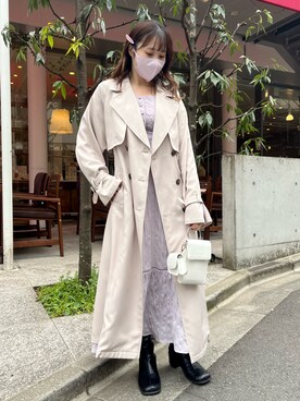「トレンチ」｜「アイテム（ワンピース/ドレス）」を使った、risa☻さん（レディース・155cm）の冬コーディネート
