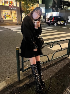 「OLIVE des OLIVE（オリーブデオリーブ）のアイテム（ステンカラーコート）」を使った、risa☻さん（レディース・155cm）の冬コーディネート