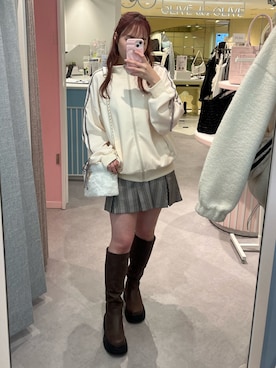 「OLIVE des OLIVE（オリーブデオリーブ）のアイテム（ブルゾン）」を使った、risa☻さん（レディース・155cm）の秋コーディネート