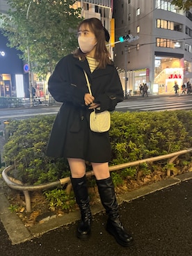 「OLIVE des OLIVE（オリーブデオリーブ）のアイテム（ステンカラーコート）」を使った、risa☻さん（レディース・155cm）の冬コーディネート