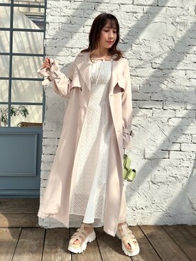 「OLIVE des OLIVE（オリーブデオリーブ）のアイテム（トレンチコート）」を使った、risa☻さん（レディース・155cm）の冬コーディネート