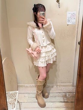 「OLIVE des OLIVE（オリーブデオリーブ）のケーブルパーカー（パーカー、ホワイト系）」を使った、risa☻さん（レディース・155cm）の秋コーディネート