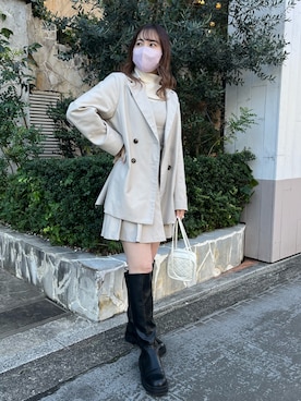 「ロングジャケット」｜risa☻さん（レディース・155cm）の冬コーディネート