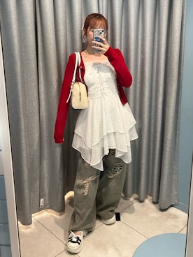 「OLIVE des OLIVE（オリーブデオリーブ）のアイテム（デニムパンツ）」を使った、risa☻さん（レディース・155cm）の夏コーディネート