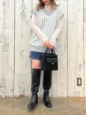 「チドリ柄」｜「アイテム（ブーツ）」を使った、risa☻さん（レディース・155cm）の冬コーディネート