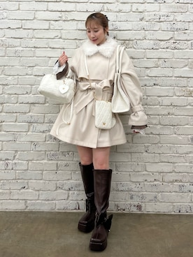 「アイテム（ステンカラーコート）」を使った、risa☻さん（レディース・155cm）の秋コーディネート