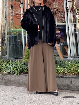 「ファー」｜「アイテム（ムートンコート）」を使った、i_munichさん（レディース・157cm）の冬コーディネート