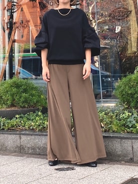 「ジャージーパンツ」｜「アイテム（スウェット）」を使った、i_munichさん（レディース・157cm）の秋コーディネート