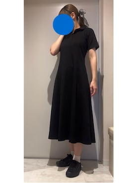 「KOBE LETTUCE（コウベレタス）のポロワンピース（ワンピース、ブラック系）」を使った、くらげさん（レディース・159cm）の夏コーディネート