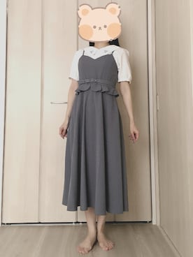 「アイテム（ジャンパースカート）」を使った、オクラちゃんさん（レディース・159cm）の夏コーディネート