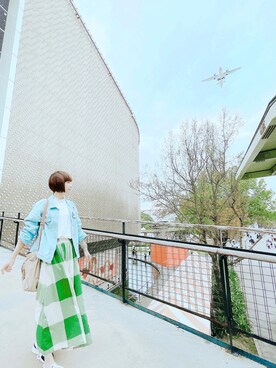 「Samansa Mos2（サマンサ モスモス）のシャーリングレース切替ブラウス（シャツ/ブラウス）」を使った、Blueさん（レディース・165cm）の春コーディネート