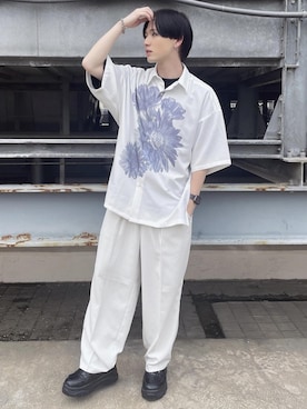 「JUNRED（ジュンレッド）のアイテム（スラックス）」を使った、けんしんさん（メンズ・171cm）の夏コーディネート
