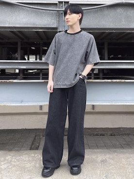 「JUNRED（ジュンレッド）のアイテム（Tシャツ/カットソー）」を使った、けんしんさん（メンズ・171cm）の夏コーディネート