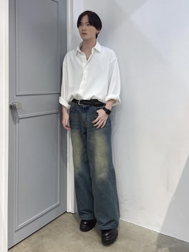 「re_k by JUNRED（レクバイジュンレッド）のアイテム（デニムパンツ）」を使った、けんしんさん（メンズ・171cm）の春コーディネート