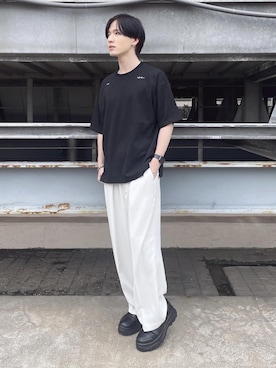 「JUNRED（ジュンレッド）のアイテム（スラックス）」を使った、けんしんさん（メンズ・171cm）の夏コーディネート