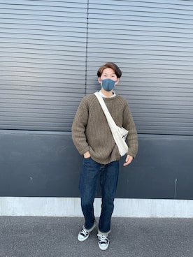 「HOLLYWOOD RANCH MARKET（ハリウッドランチマーケット）のアイテム（トートバッグ）」を使った、たーーさん（メンズ・180cm）の冬コーディネート