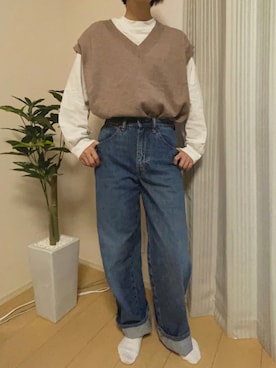 「UNIQLO U」｜「アイテム（ソックス/靴下）」を使った、miさん（レディース・156cm）の秋コーディネート