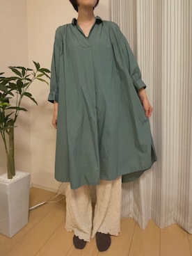 「GUコーデ」｜「アイテム（シャツワンピース）」を使った、miさん（レディース・156cm）の秋コーディネート