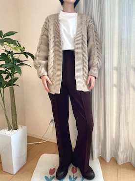 「GU（ジーユー）のアイテム（Tシャツ/カットソー、ホワイト系）」を使った、miさん（レディース・156cm）の秋コーディネート