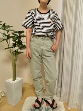 「UNIQLO（ユニクロ）のアイテム（Tシャツ/カットソー、ホワイト系）」を使った、miさん（レディース・156cm）の春コーディネート