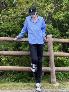 「WOOALONG（ウアロン）のアイテム（帽子）」を使った、ヨルくんさん（メンズ・190cm）の秋コーディネート