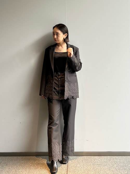 リリースカラレースレイヤードパンツ｜セットアップ（スラックス