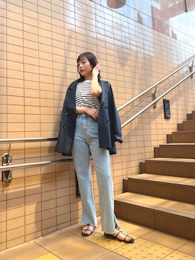 「DISCOAT（ディスコート）のアイテム（ジャケット/アウター）」を使った、ne_ne  さん（レディース・158cm）の春コーディネート