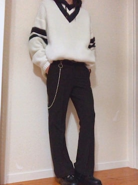 「BASQUE magenta（バスクマゼンタ）のアイテム（スラックス）」を使った、赤瀬さん（メンズ・173cm）の冬コーディネート