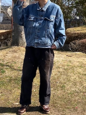 「carhartt」｜「アイテム（デニムジャケット）」を使った、pinoさん（メンズ・171cm）の春コーディネート