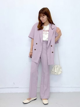 「へザー」｜「アイテム（スラックス）」を使った、ariさん（レディース・158cm）の夏コーディネート