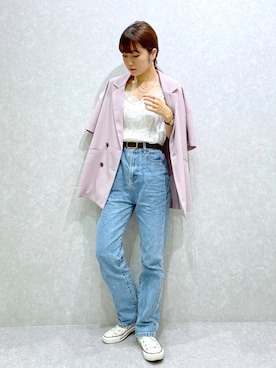 「へザー」｜「アイテム（ジャケット/アウター）」を使った、ariさん（レディース・158cm）の夏コーディネート