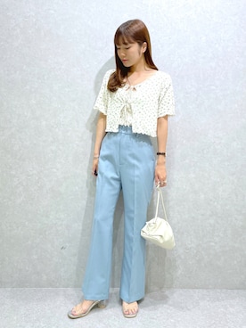 「へザー」｜「アイテム（スラックス）」を使った、ariさん（レディース・158cm）の夏コーディネート